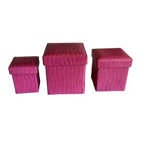 Set Of 3 Pink Crocodile Embossed Nesting Decorative Boxes